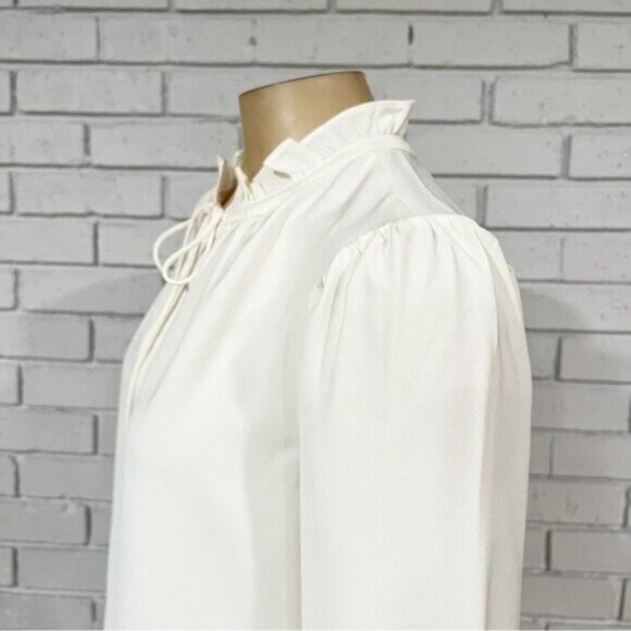 J.Crew Ruffle Tie-Neck Blouse | Drapey Cream Top | Workwear to Weekend | M - Picture 7 of 12